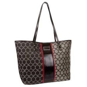 Nine West NWOT Black and Red Patterned Tote with Pouch